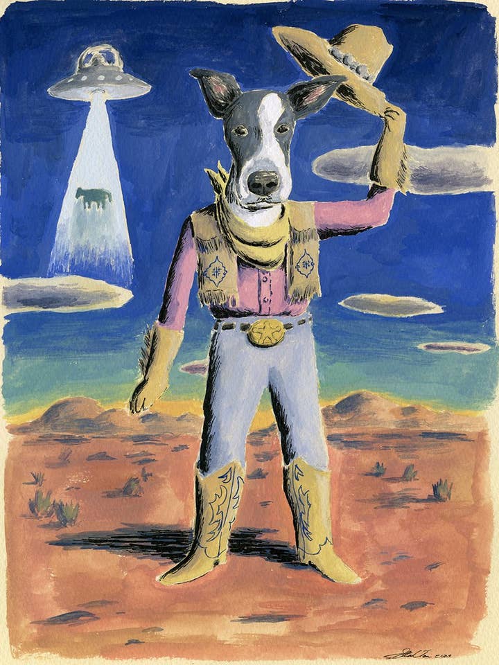 Cowboy Dog Postcard for wholesale by Steve Teare's Pet Portraits