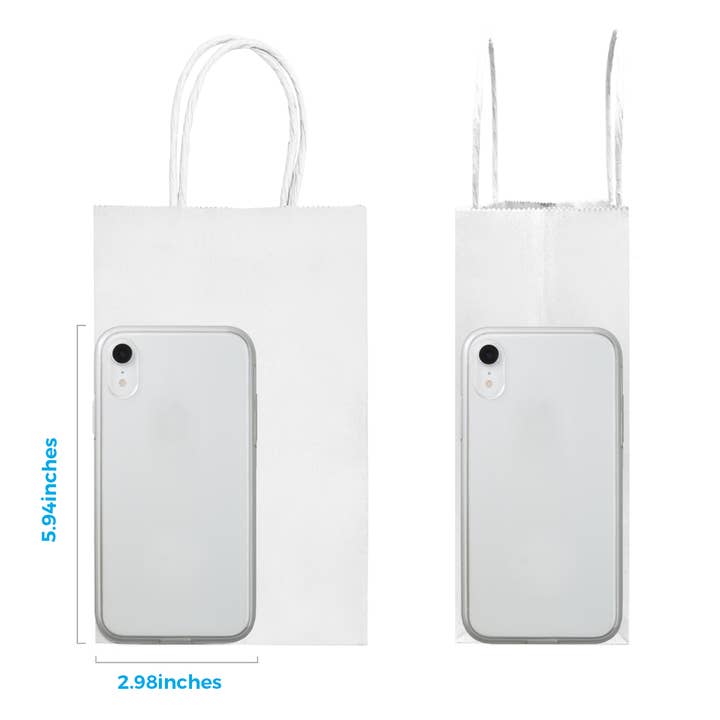 Kis Paper - Wholesale Gift Bag - Gem 5.3x3.5x8.5 inches White Paper bag Twist Handles