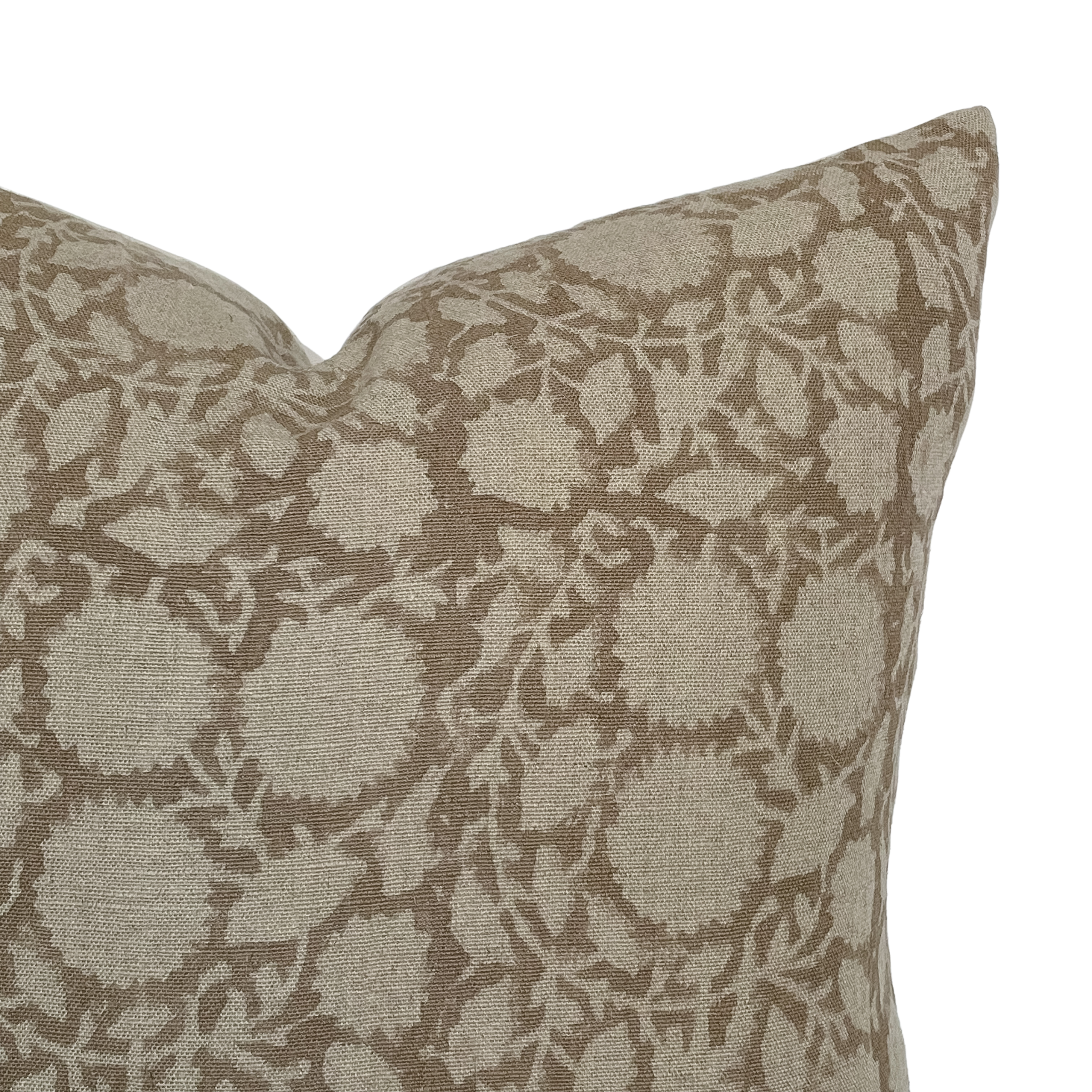 Linen & James - Wholesale Throw Pillow Cover - Bowen | Soft Brown Floral Handblock Pillow Cover1