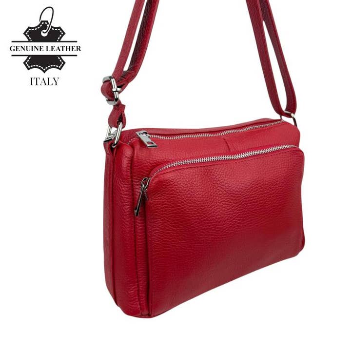 Sac bandoulière en cuir de grande qualité avec 4 poches 58044 pour la vente par Chenson & Gorett