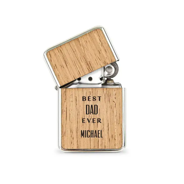 Weddingstar Inc. - Wholesale Lighter - Custom Wood Wrapped Windproof Lighter - Best Dad Ever2