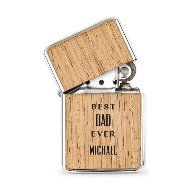 Weddingstar Inc. - Wholesale Lighter - Custom Wood Wrapped Windproof Lighter - Best Dad Ever2
