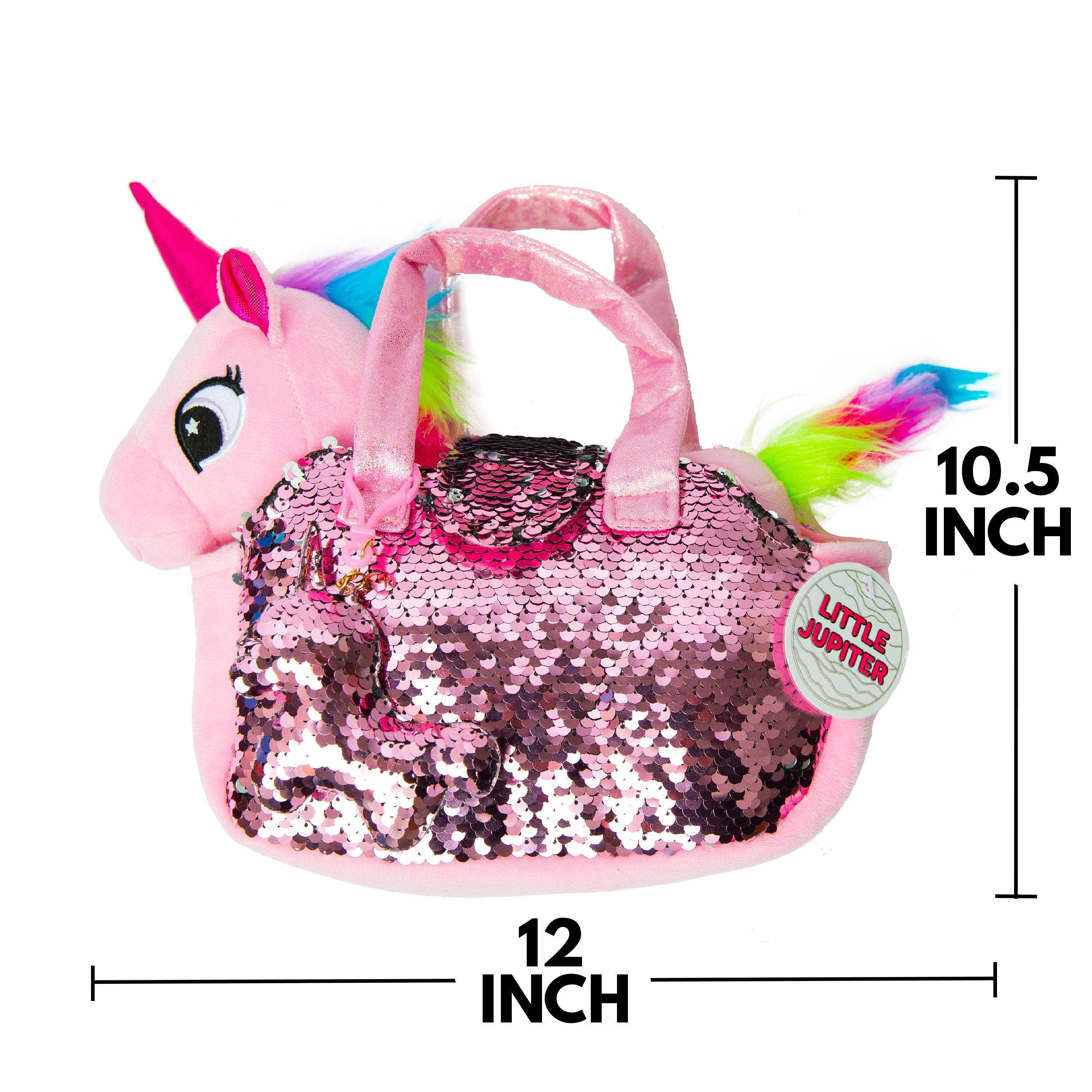 AYK Brand – Großhandel Kuschel-/Plüschtier – Kind & Baby – Little Jupiter Haustier-Plüsch-Set mit Tasche, rosa Einhorn3