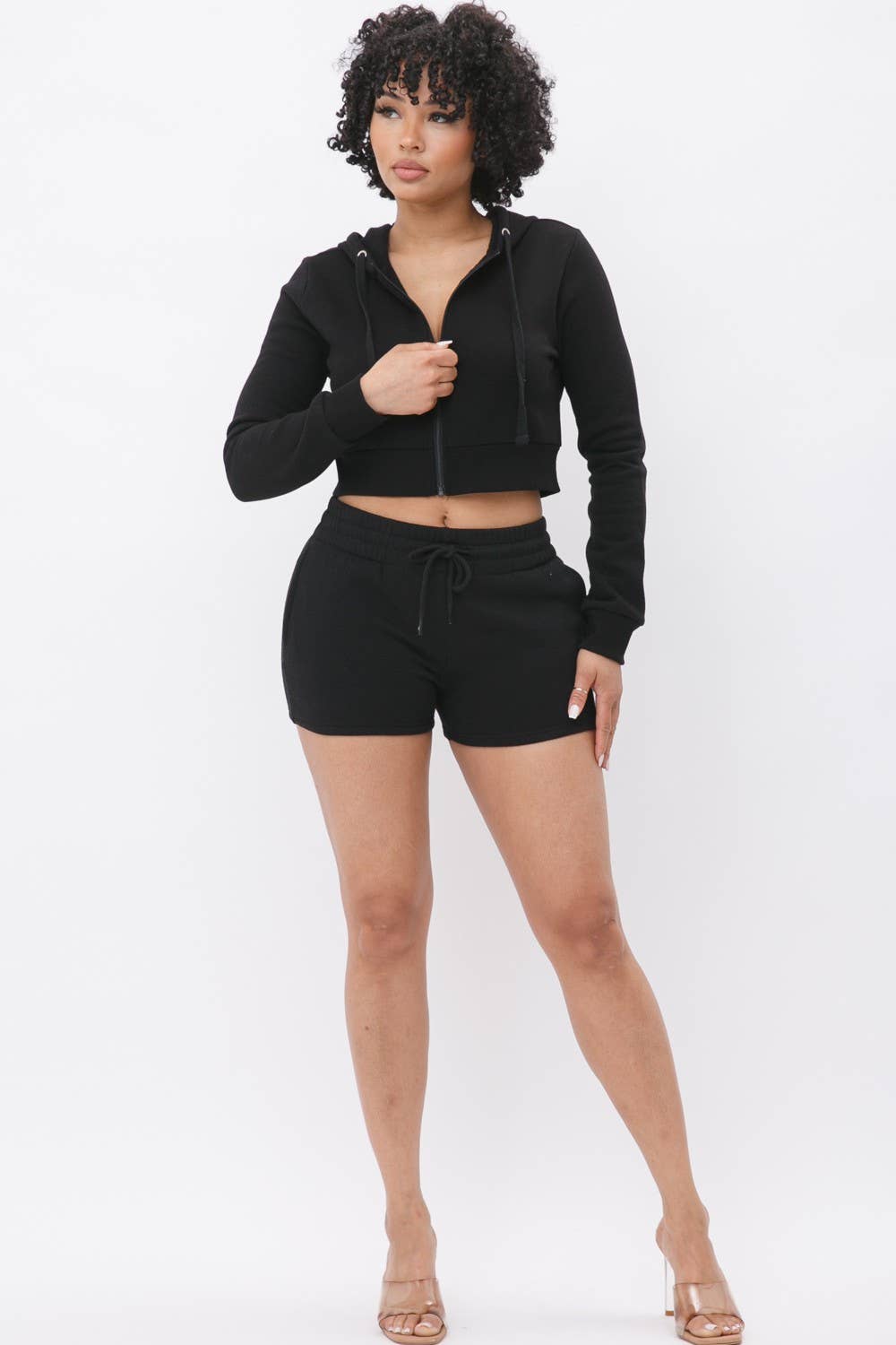 Boswell - Wholesale Lounge Set - Women's - French Terry Hoodie and Short Set With Pockets12