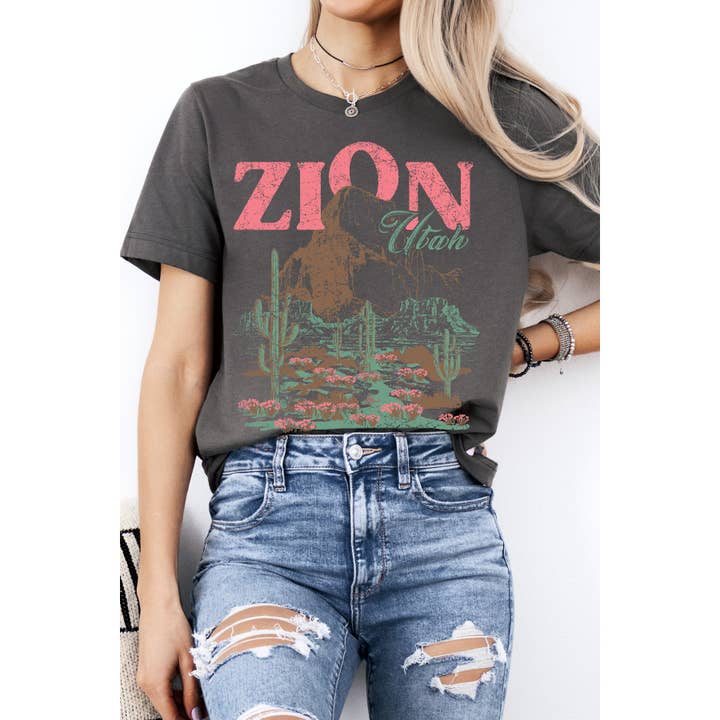 Zion National Park Utah Short Sleeve Tee for wholesale by Amused by Blue