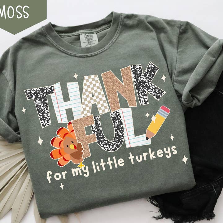 Glaime - Wholesale T-Shirt (Graphic) - Women's - Comfort Colors Thankful Teacher Shirt, Fall Turkey Teacher 4