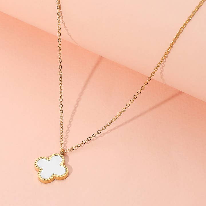 Sensibling Corp. - Wholesale Pendant/Charm Necklace - Stainless Steel Quatrefoil Pendant Necklace3