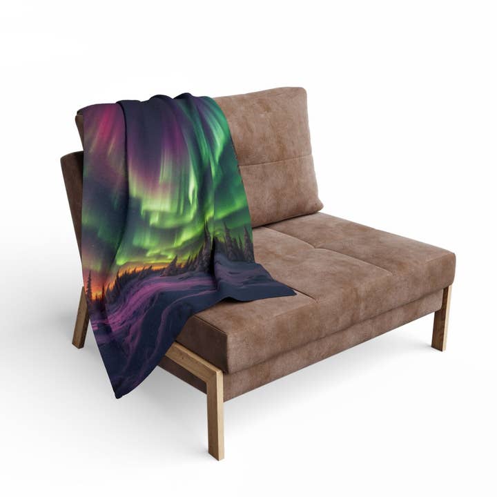 Upside Down Owl Farm - Wholesale Throw Blanket - Aurora Borealis Blanket, Northern Lights Blanket, Fleece1
