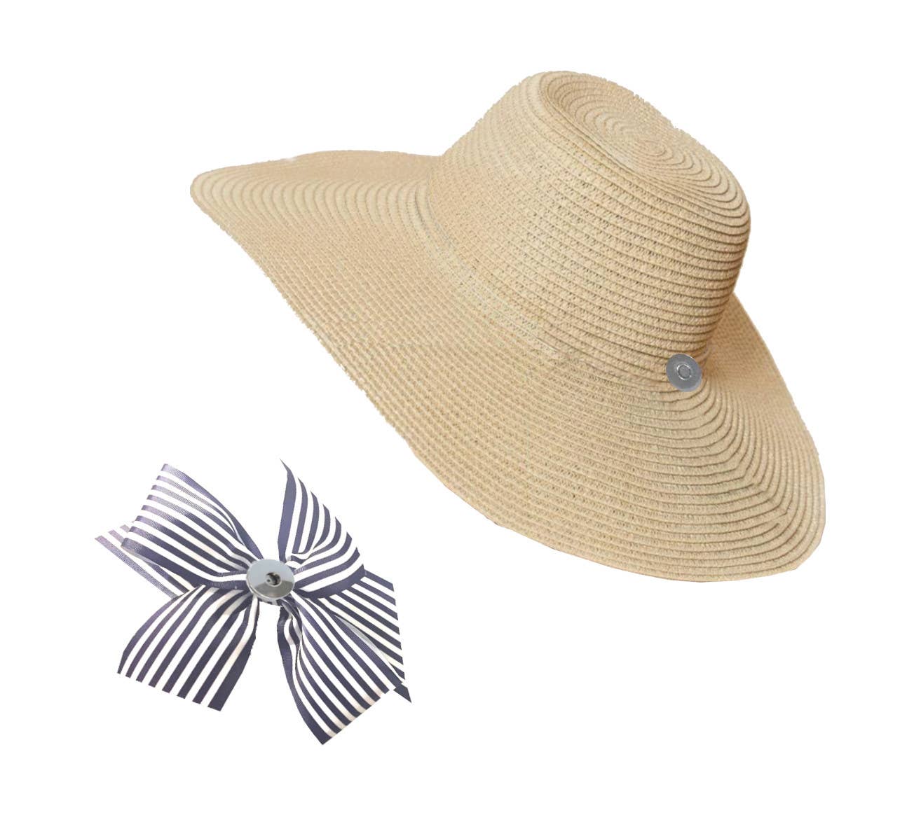 Peachy Pendants - Wholesale Straw Hat - Women's - The Chatham Straw Hat with Interchangeable Bow -Choose Color2