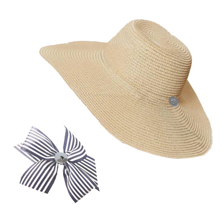 Peachy Pendants - Wholesale Straw Hat - Women's - The Chatham Straw Hat with Interchangeable Bow -Choose Color2