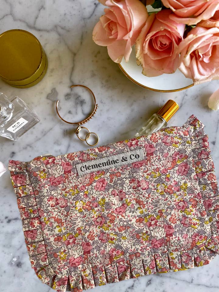 Rosebud Liberty Organic Tana cotton lawn pouch for wholesale by Clementine & Co