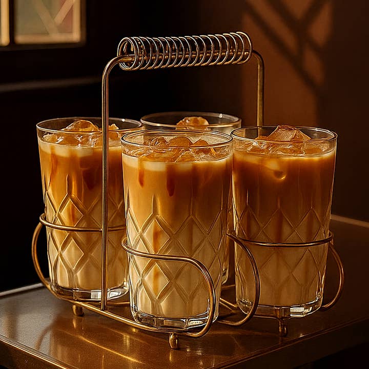 Made Market Co. - Wholesale Drinking Glass/Cup - Drinking Glasses in Metal Caddy Set2