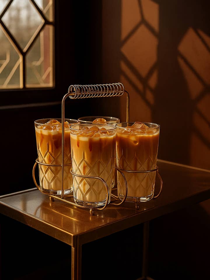 Drinking Glasses in Metal Caddy Set for wholesale by Made Market Co.