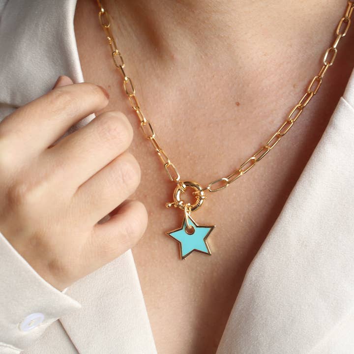 Creating Journey – wholesale Hänge-/berlockhalsband – Stjärna Halsband Guld, Klämma Kedja, Present till henne, Dainty En