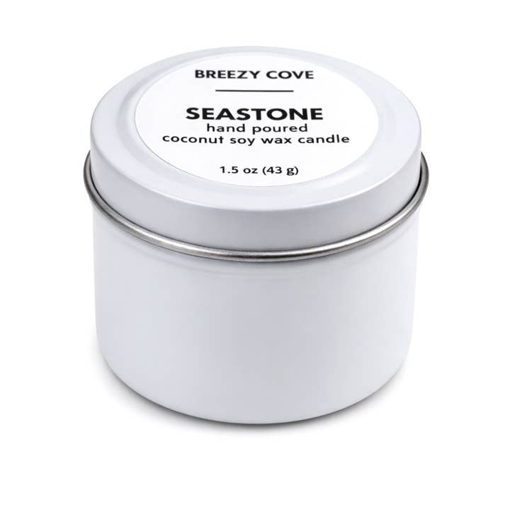 Breezy Cove - Wholesale Travel Candles - Seastone Beach Candle, Mini Tin Candle, Coconut Soy2