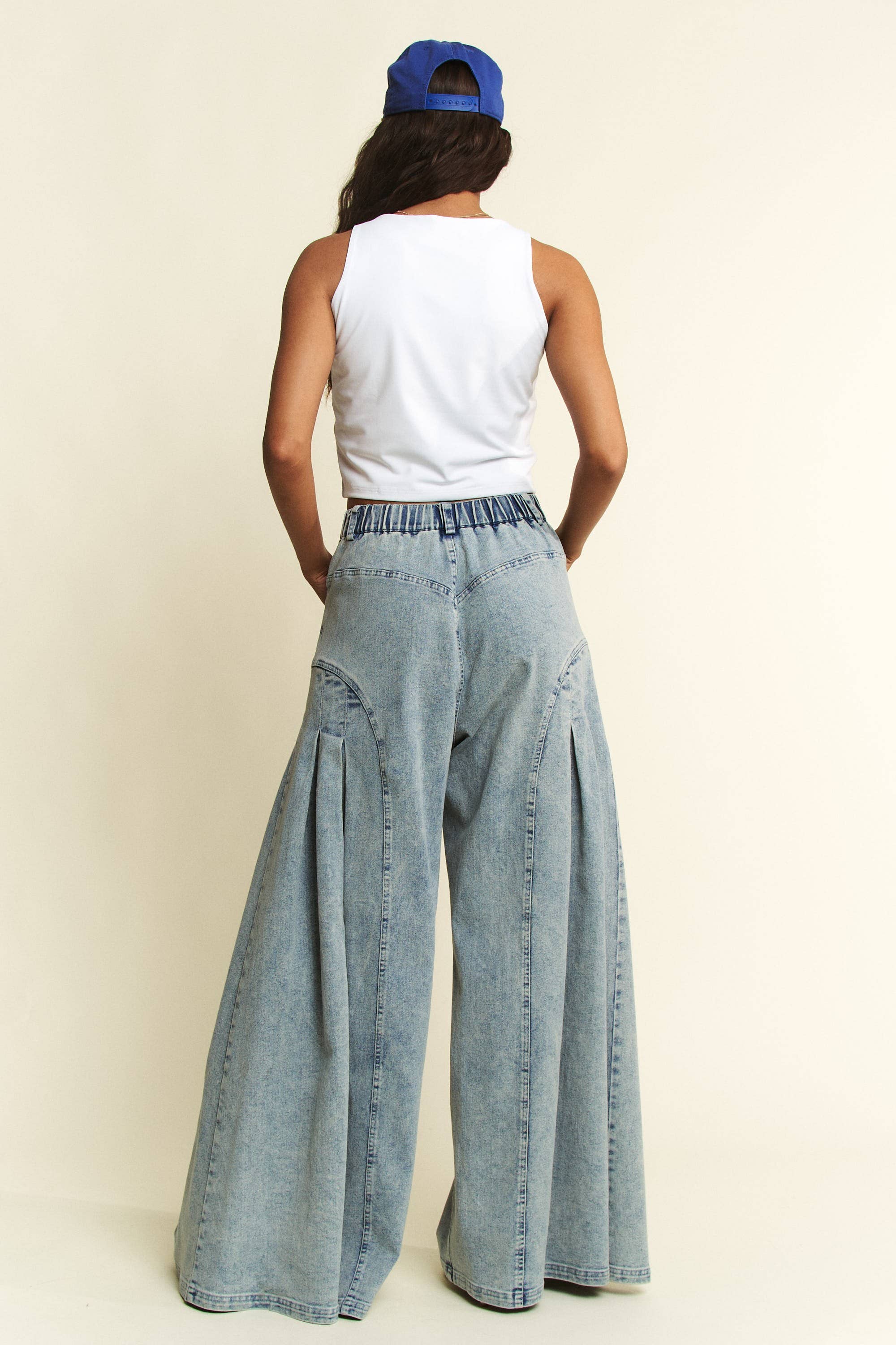 PLUS SIZE DENIM WIDE LEG FLARED PANTS for wholesale on Faire2