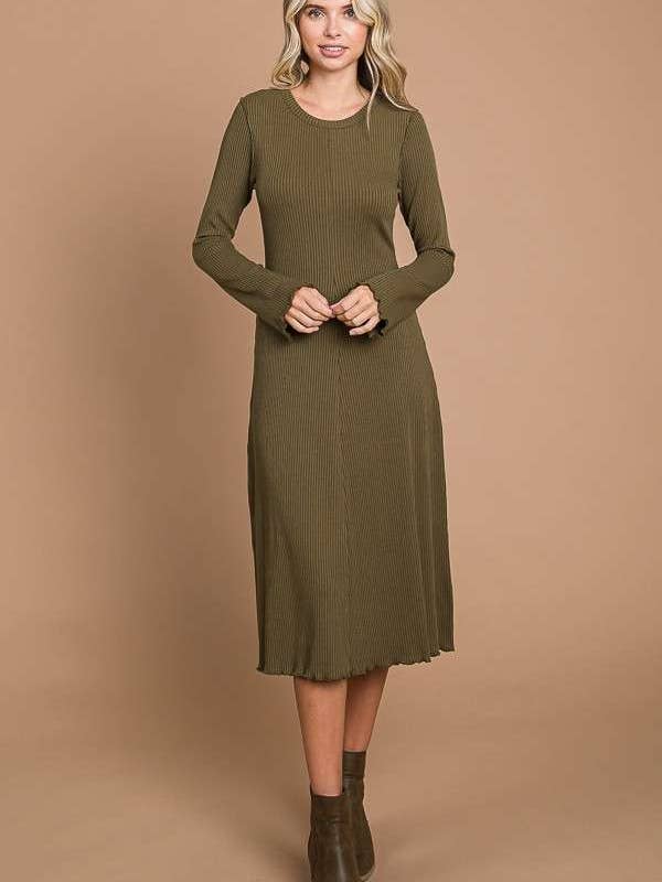 Culture Code - Wholesale Dress - Women's - CRD1903L - CREW NECK BELL SLV FLARE MIDI DRESS6