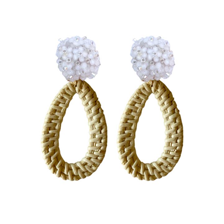 Ava White Rattan Teardrop for wholesale by M Donohue Collection