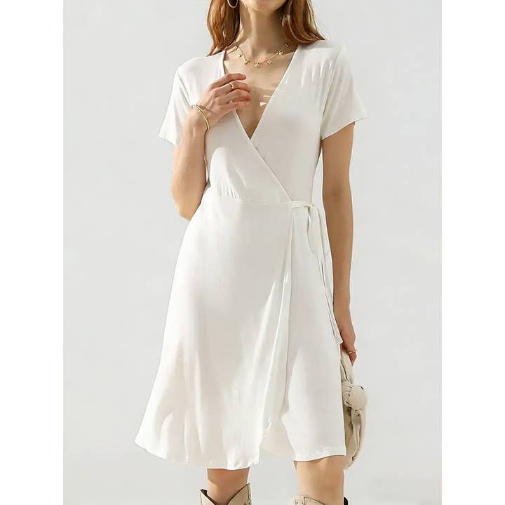 Women’s Wrap V-Neck Floral Midi Dress for wholesale by ACCITY