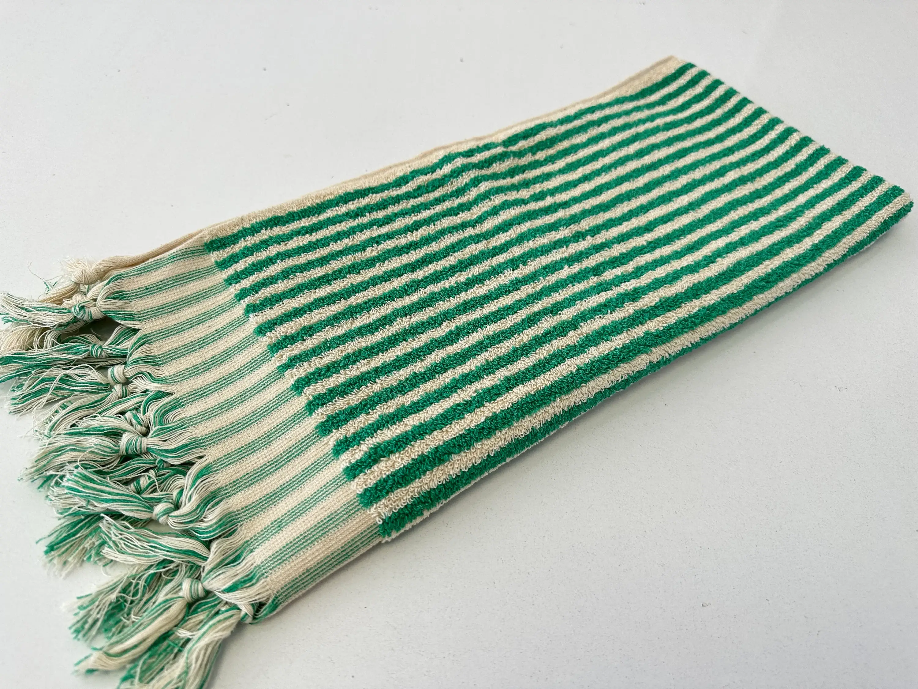 YURTLUS - Wholesale Hand Towel - Organic Stripes Series - Hand Towel 18x 37,Soft Thick Towel, Kitchen Towel - Green3