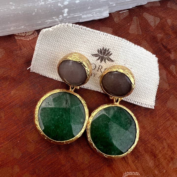 Georgia On My Mind - Wholesale Dangle earrings - Double Stone Earring- Large