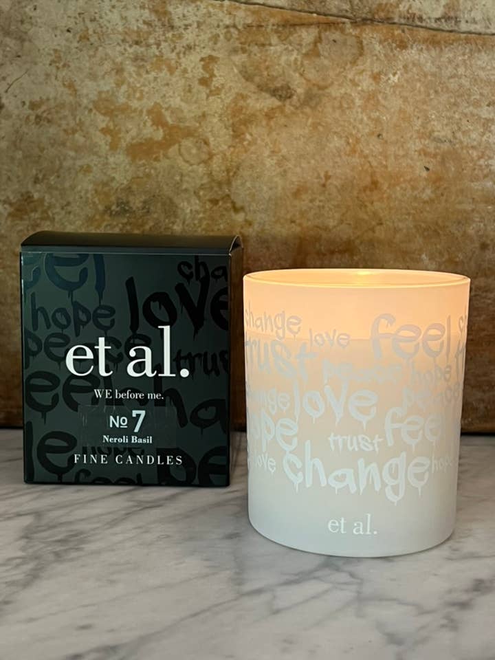 No. 7 Neroli Basil 10oz soy blend candle WHT for wholesale by et al life