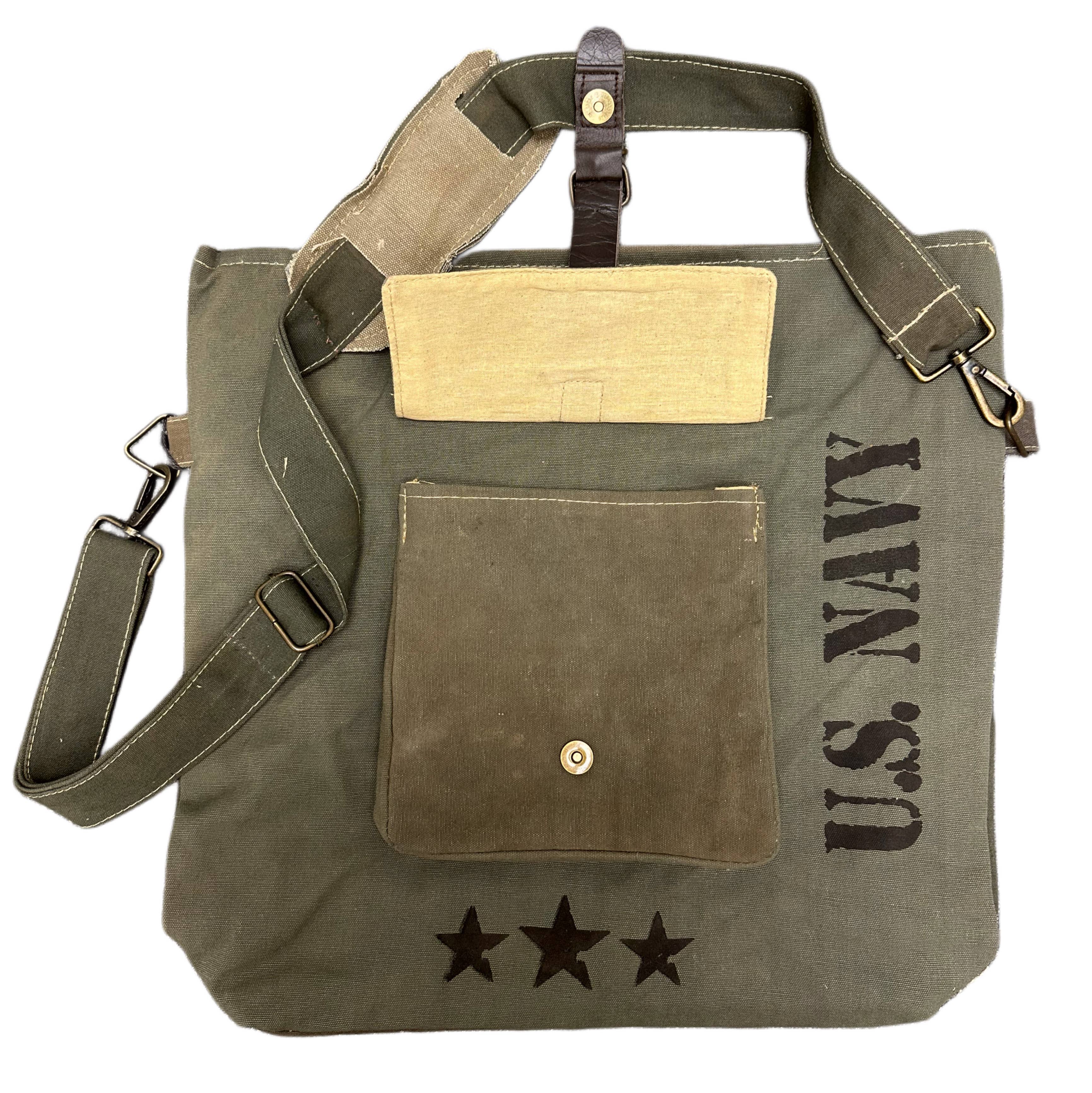 Vintage Addiction - Wholesale Crossbody Bag - Unisex - US Navy Unisex Recycled Military Tent Crossbody2
