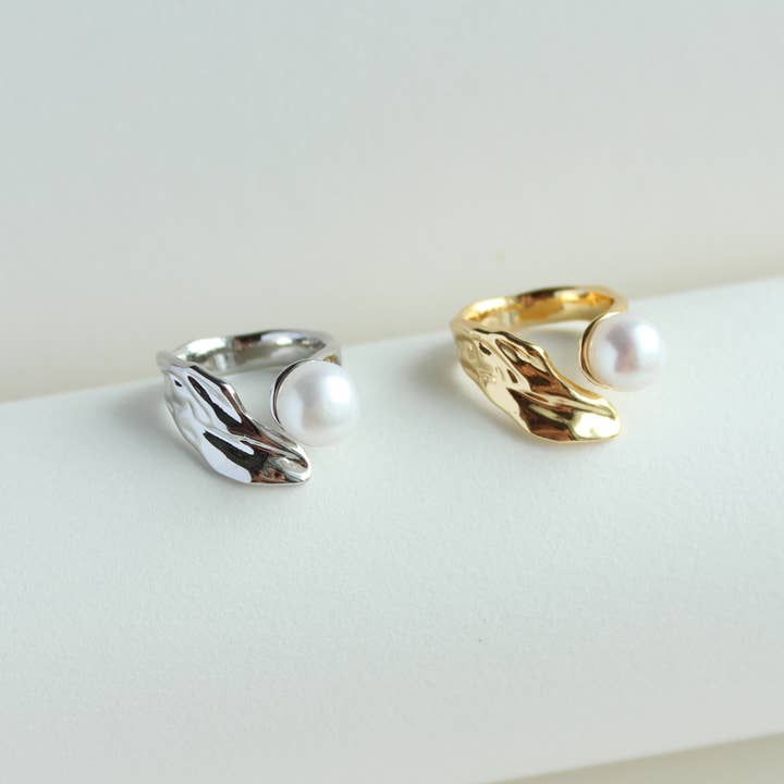 Textured Pearl Open Ring (1R06d) for wholesale by iBijoux