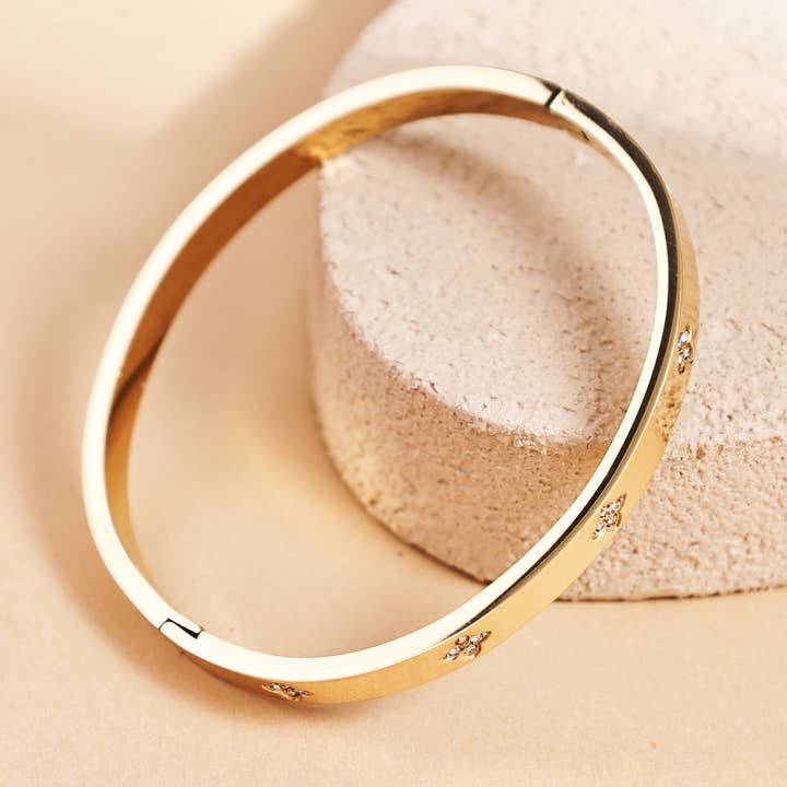 Revelari - Wholesale Bangle Bracelet - Gold Plated Titanium Steel Bangle with Crystal Accents2