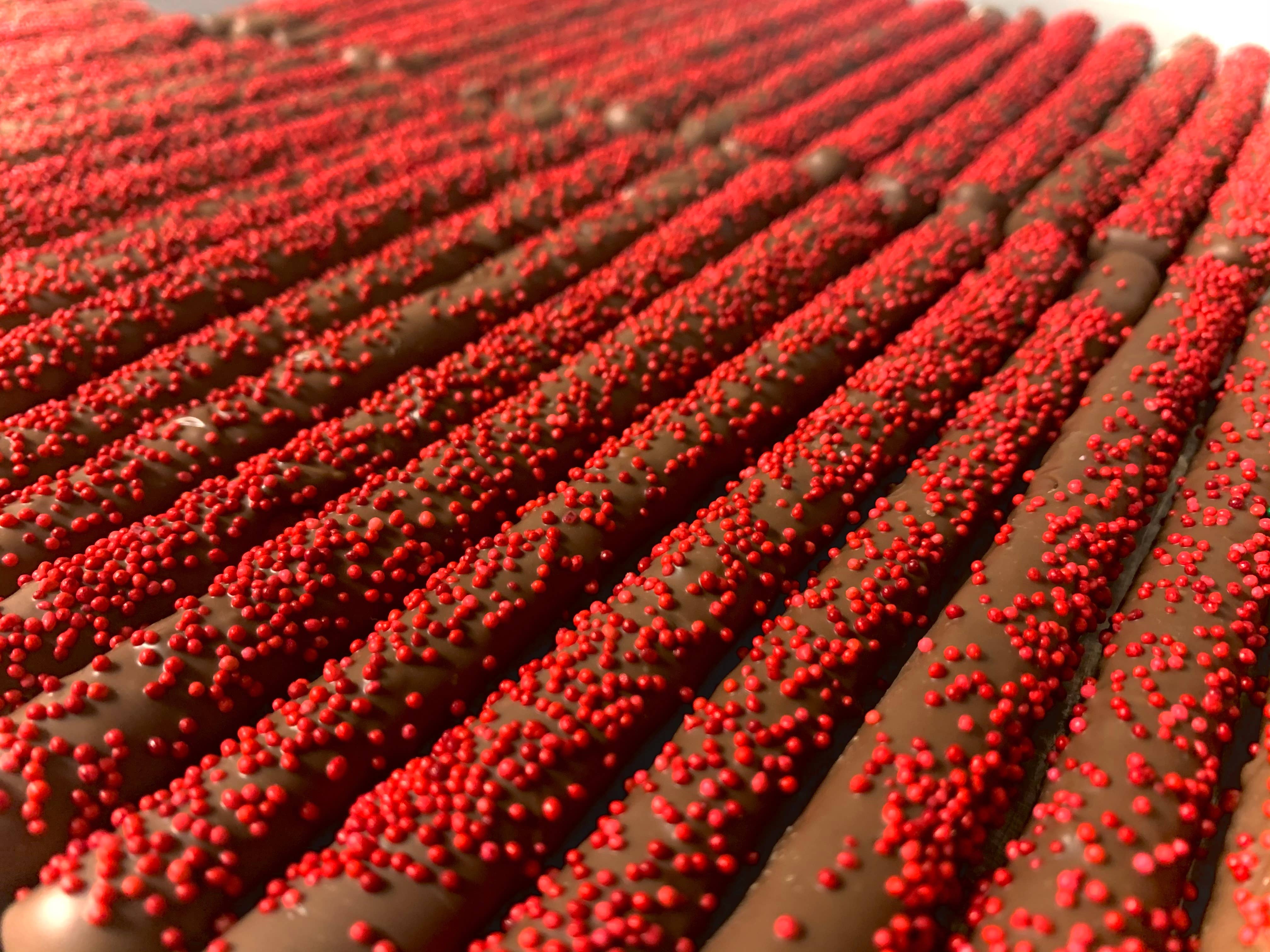 O'Shea's Candies Sweet Shop - Wholesale Chocolate Covered Sweets - Pretzel Rods - 2 PK - Milk Chocolate w/ Customized Color6