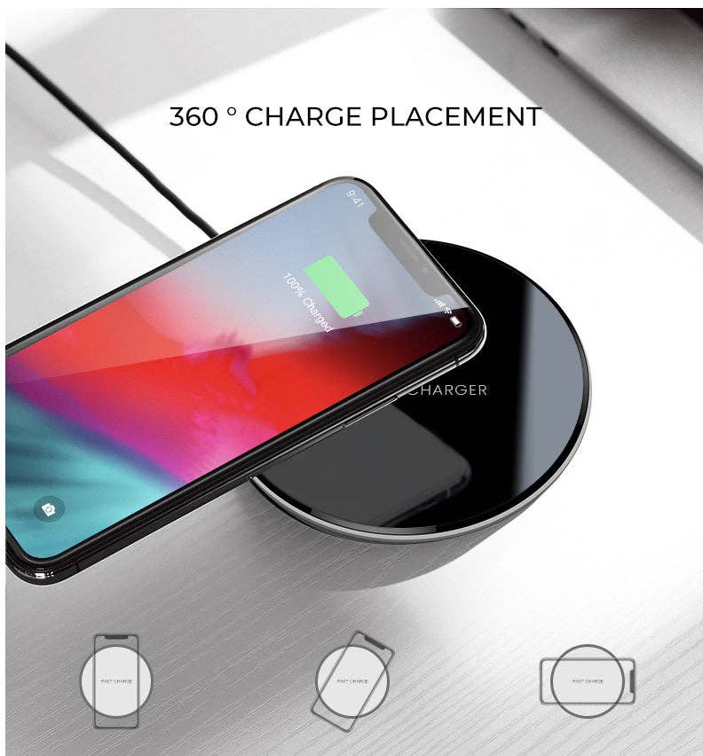 Black 10W Fast Wireless Charger Charging Pad For Qi Enabled Device for wholesale on Faire5