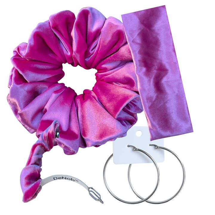 4-in-1 Velvet Set- Scrunchie, Headband ,Hair clip & Earring for wholesale by DeNob creations