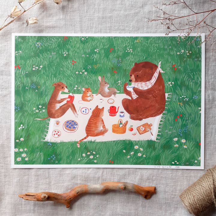 Picnic A4 print for wholesale by Cécile Berrubé