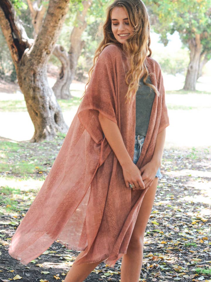 Leto Accessories - Vendita all'ingrosso Kimono - Donna - Kimono lungo intrecciato tribale a blocchi di colore9