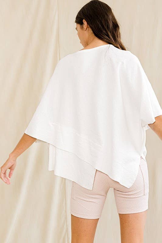 Ivory IT2115 Asymmetric & Crossover Hemline Poncho Top for wholesale on Faire8