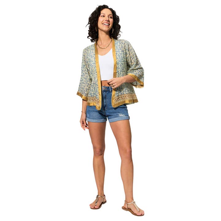 La Mano Boho - Wholesale Kimono - Women's - SHORT SUMMER KIMONO 3/4 SLEEVES KIM8503I