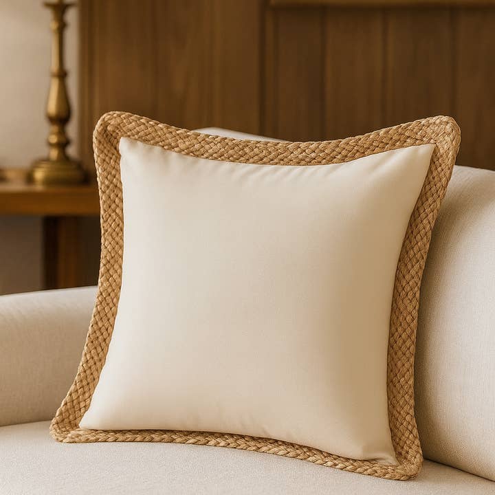 Natural Jute Braided Down Filled 20" Throw Pillow for wholesale by Fennco Styles