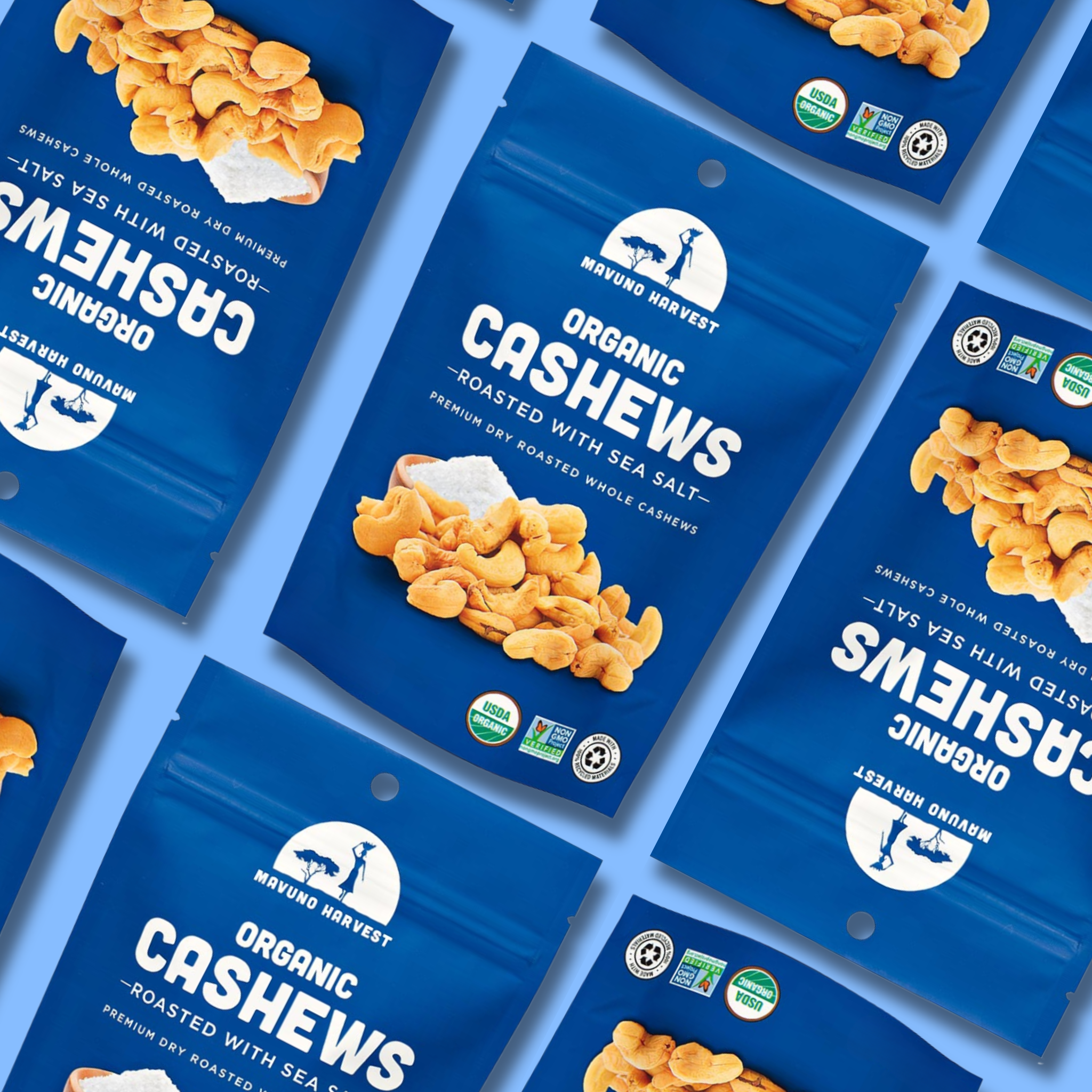 Mavuno Harvest Organics - Wholesale Nuts - Organic Roasted Cashews with Sea Salt, 6-pack case4