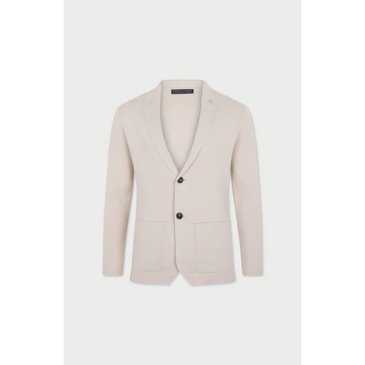 Blazer da uomo lavorato a maglia decostruito in cotone di peso medio per la vendita all'ingrosso da parte di Paul James Knitwear