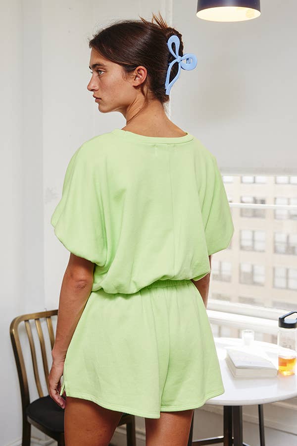 BUCKETLIST INC – wholesale Knit top – Women's – T2304 Bubble Hem & Sleeve Terry Crop Top25