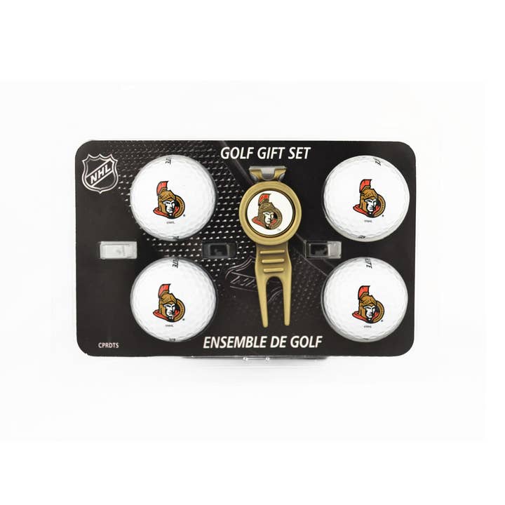 Ottawa Senator Divot Tool & 4 Ball Gift Set for wholesale by CaddyPro Golf Products Ltd.