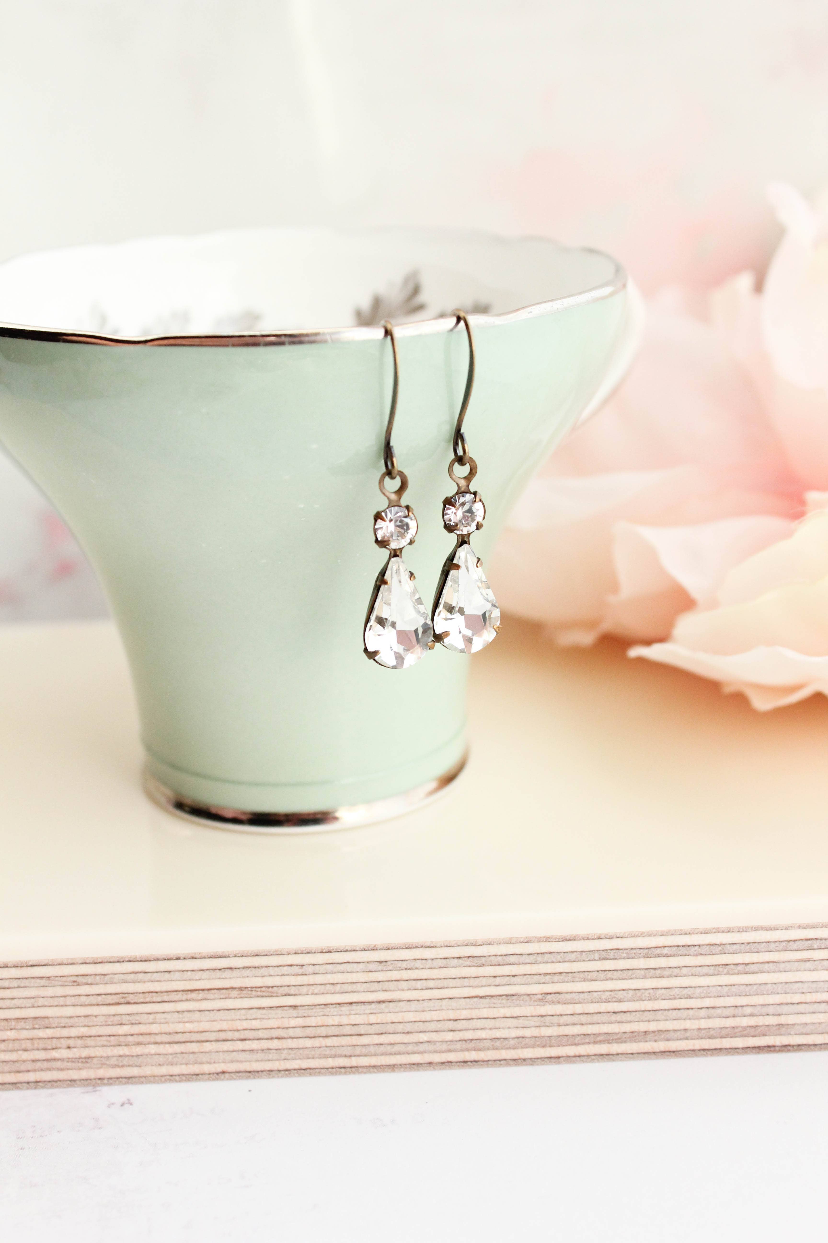 Default Vintage Glass Teardrop Earrings - Crystal Sparkle for wholesale on Faire5