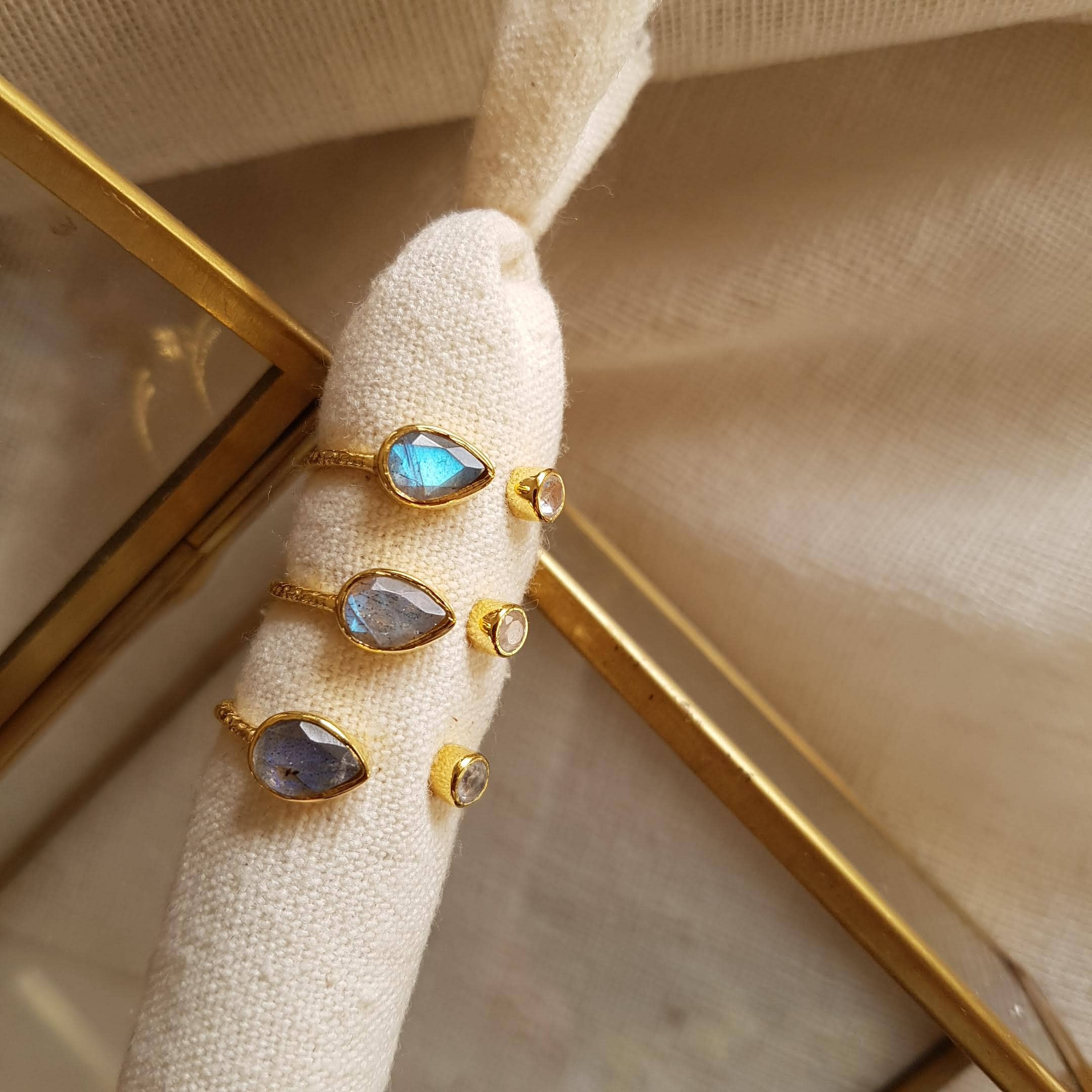 GINANDGER – Engroshandel Solitairering – RING JUSTERBAR PAULA Ametyst / labra eller Månesten / Labra2