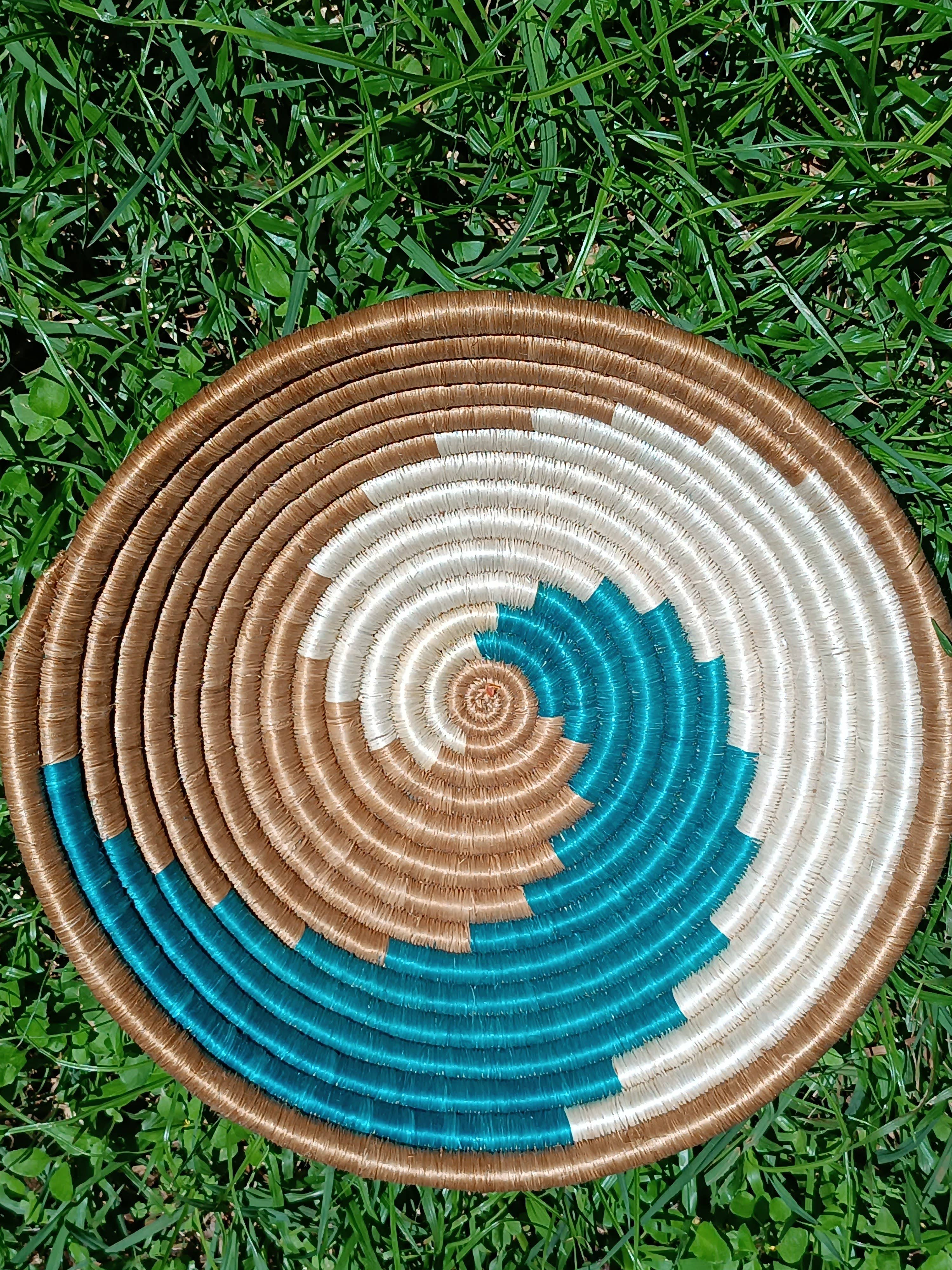 African Craft Collection - Venta al por mayor Cestas - Cestas africanas tejidas a mano en colores verde turquesa y verde9