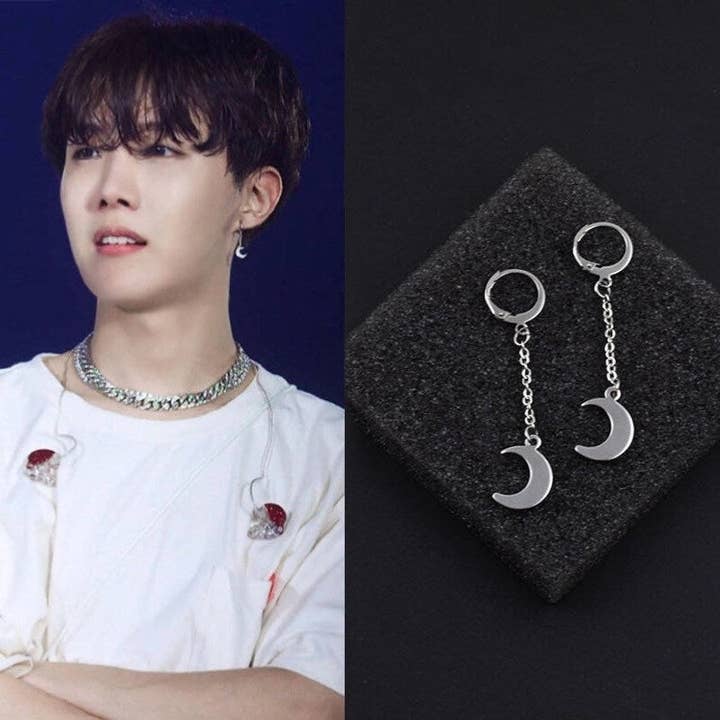 Haengseongworkshop – Engroshandel Hængeøreringe og creoløreringe – Hoop/Stud Kpop Style BTS-inspirerede øreringe Solid rustfrit stål måne
