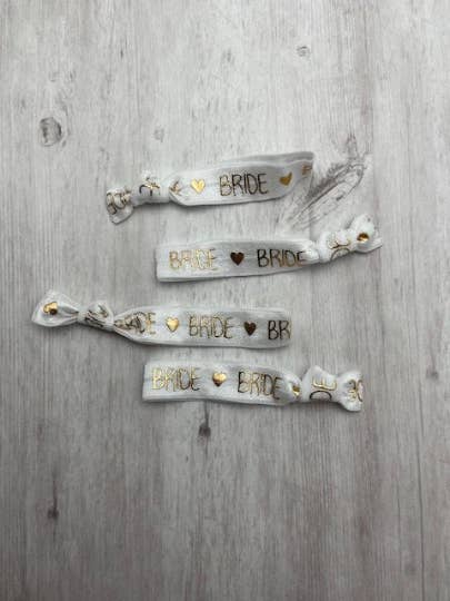CLOSEOUT:Bride Hair Ties, Wedding Party Hair Ties for wholesale by Dirty Grove by Hazel Grove Customs