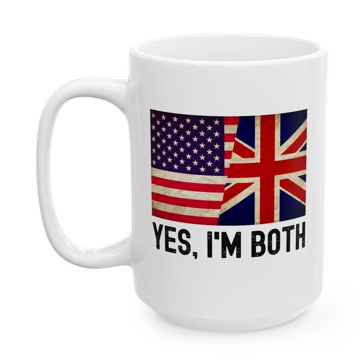 Caneca de Cidadania Dupla Britânica Americana, Sim, Sou Ambos Reino Unido EUA por atacado de Laughable Printables