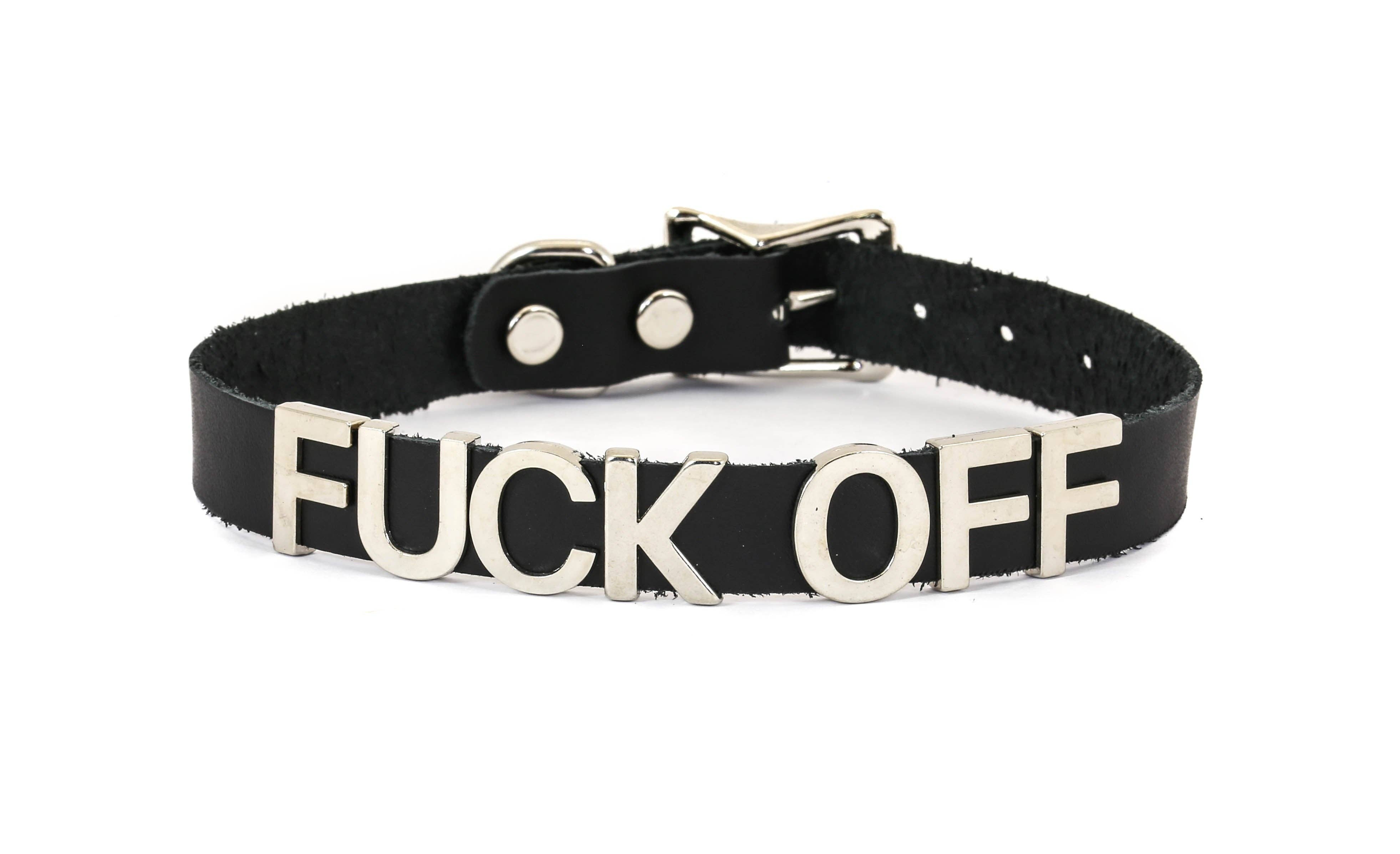 Funk Plus - Wholesale Choker/Collar - FC291 GENUINE LEATHER STAINLESS STEEL LETTER NAME FETISH  CHOKER10