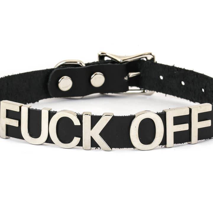 Funk Plus - Wholesale Choker/Collar - FC291 GENUINE LEATHER STAINLESS STEEL LETTER NAME FETISH CHOKER10