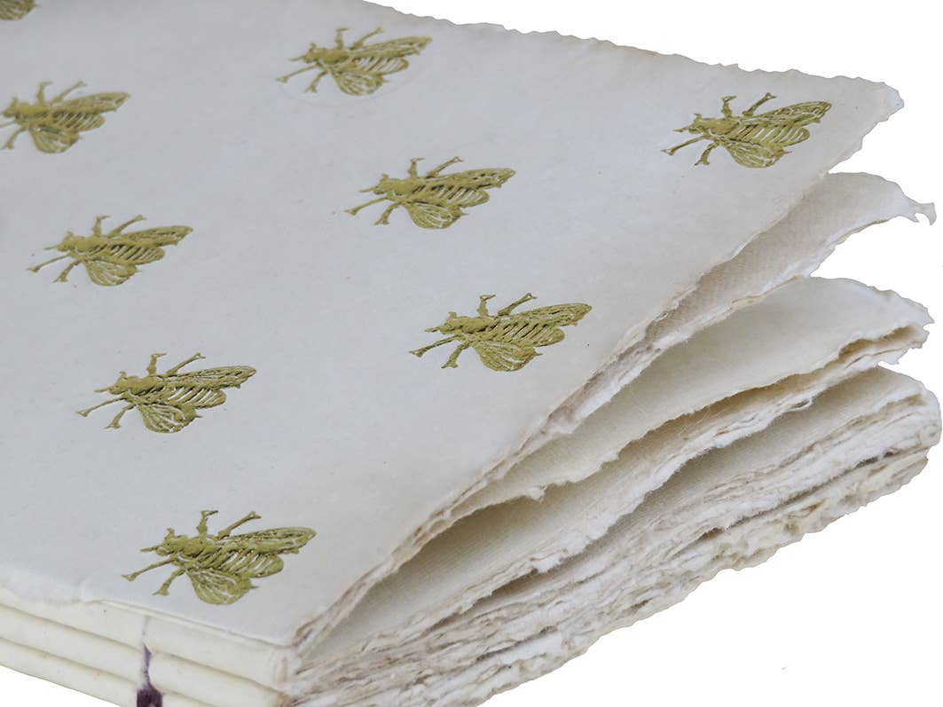 Epigram - Wholesale Notebook - Parchment paper notebook with golden bee pattern (Napoleon) A63